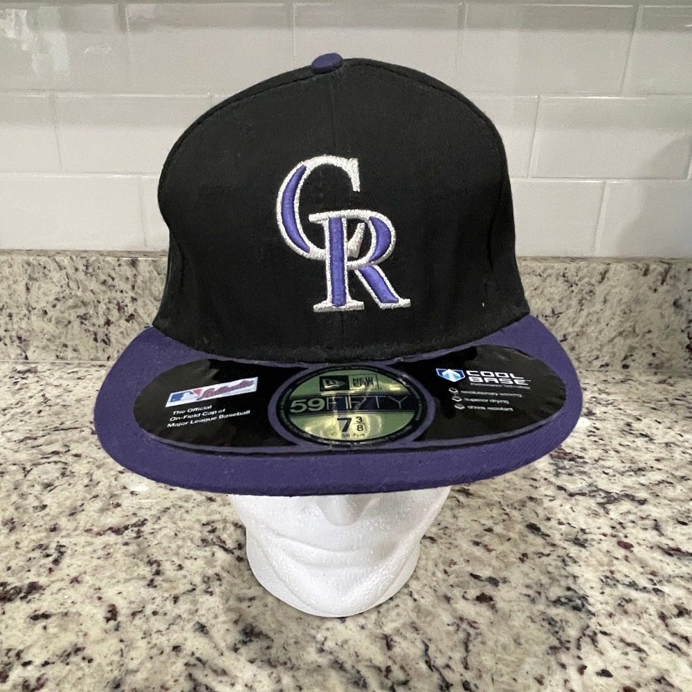 New Era 59FIFTY Colorado Rockies MLB Fitted Hat 7 3/8 Black Purple Cool Base